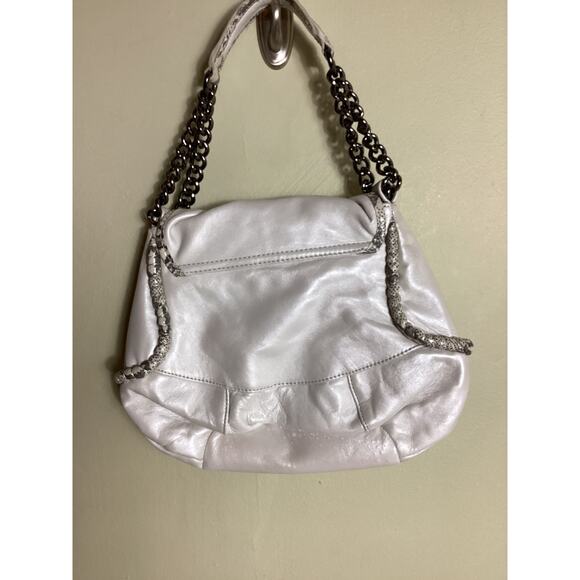 Betsey Johnson Women Handbag  Cream  EUC Hobo  Gunmetal top  Bauble detail - Picture 5 of 11